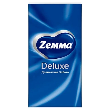 Платочки бумажные носовые ZEMMA/ZEWA Deluxe 3-слойные, СПАЙКА 10 пачек по 10 шт., 21х21 см, 511741