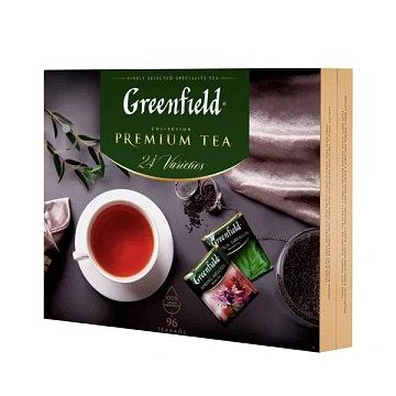 Чай GREENFIELD 'Premium Tea Collecton' ассорти 24 вкусов, НАБОР 96 пакетиков, 1970-08