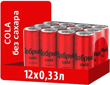Напиток газированный Добрый Cola 330мл, без сахара, ж/б