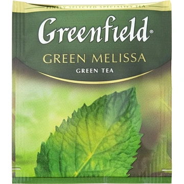 Чай GREENFIELD 'Green Melissa' зеленый с мятой и мелиссой, 25 пакетиков в конвертах по 1,5 г