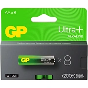 Батарейки КОМПЛЕКТ 8 шт., GP Ultra Plus G-Tech, AA (LR6), алкалиновые, пальчиковые, 15AUPA21-2CRB8