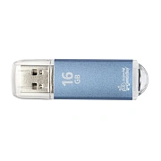 Флеш-диск 16 GB, SMARTBUY V-Cut, USB 2.0, металлический корпус, синий, SB16GBVC-B