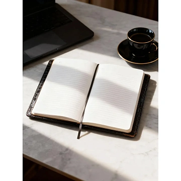 Ежедневник недатированный черный, рептилия, А5 136 л., ATTACHE