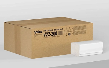 Бумажные полотенца Veiro Professional Lite H3, 2 слоя, V-сложение, 200лист, белые, V22-200