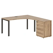 Стол эргономичный с тумбой EUCET 1518(R) Дуб Денвер светлый/Мокко 1560х1880х750 EDIS