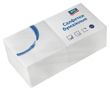 Салфетки бумажные Aro 24х24см, 250шт, 1 слой, белые