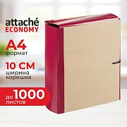 Папка архивная Attache Economy 100мм крафт/бумвинил 4 завязки, бордовая