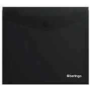 Папка-конверт на кнопке Berlingo 'Soft Touch', А5+, 200мкм, софт-тач, черная