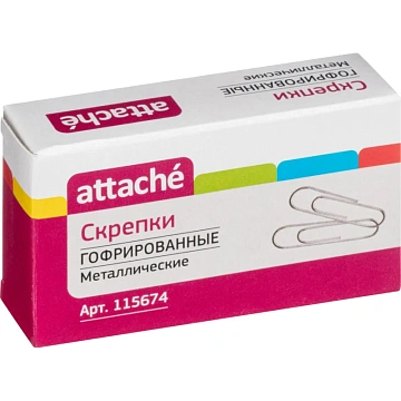 Скрепки Attache металлические без. покрытия,50 мм,гофрированные,50шт/уп