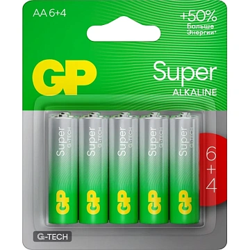 Батарейка GP Super AA/LR6 15A6/4-2CR10/GP15AA216/4-2CRSBC10 10шт/уп (6+4)