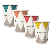 Стакан одноразовый Скандипакк Кофе-пауза 400мл, микс 4 цвета, двухслойный, 30шт