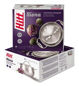 Кастрюля Hitt Siena с крышкой 4.9л, 22см