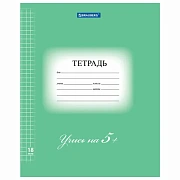 Тетрадь 18 л. BRAUBERG ЭКО '5-КА', клетка, обложка плотная мелованная бумага, ЗЕЛЕНАЯ, 402987