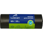 Мешки для мусора ПНД 60л 15мкм 20шт/рул черные 58x65см Luscan_СПБ
