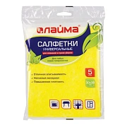 Салфетки ВИСКОЗНЫЕ универсальные MEGA, 30х38 см, КОМПЛЕКТ 5 шт., 90 г/м2, желтые, LAIMA, К4083, 6015