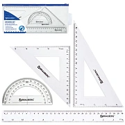 Набор чертежный большой BRAUBERG (линейка 30 см, 2 угольника, транспортир), конверт на молнии, подве