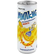 Напиток газированный Lotte Милкис Манго, 250мл, ж/б