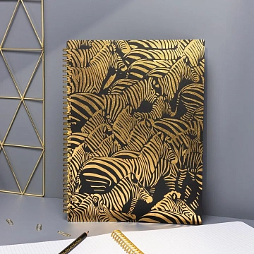 Бизнес-тетрадь Attache Selection Zebra А4,96л,кл,спир,пластик,тон.бл