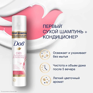 Шампунь сухой Дав Свежесть и объем, 250мл