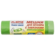 Мешки для мусора биоразлагаемые с завязками LAIMA 'ULTRA' 35 л, рулон 20 шт., прочные, ПНД 15 мкм, 50х60 см, 607688