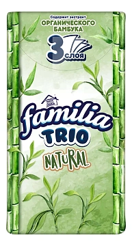 Платочки бумажные Familia Trio Natural три слоя