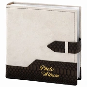 Фотоальбом BRAUBERG на 200 фотографий 10х15 см, под замшу, бумажные страницы, бокс, бежевый с коричн