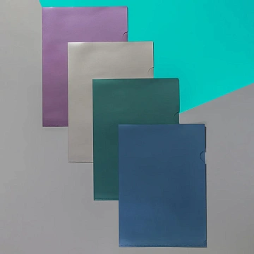 Папка уголок Attache Metallics А4 200мкм 4шт/уп (срн/зел/сер/син)