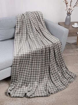 Плед Tessolo Home Пье-де-Пуль микровелюр серый, 200 x 220см