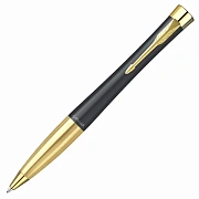 Ручка шариковая PARKER 'Urban Twist Black GT', корпус черный, позолоченные детали, синяя, 2143640