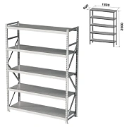Стеллаж металлический грузовой ПРАКТИК 'MS Pro', 2500х1800х600 мм, 5 полок (КОМПЛЕКТ)