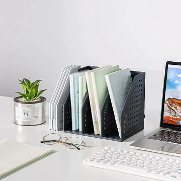 Лоток вертикальный Deli E79003Drey складной 3 отделения темно-серый