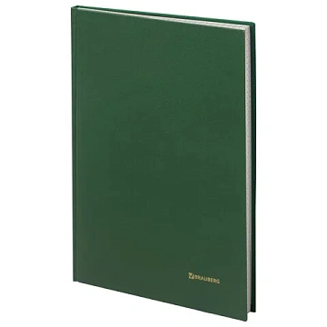 Книга учета 96 л., клетка, твердая, бумвинил, блок офсет, А4 200х290 мм, BRAUBERG, зеленая, 130222