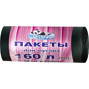 Мешки для мусора ПВД 160л 45мкм 10шт/рул черные 80х120см Viva