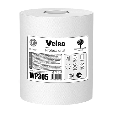 Протирочная бумага Veiro Professional WP305 в рулоне, 215м, 1 слой, белая