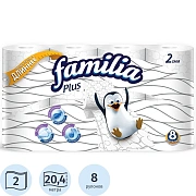 Бумага туалетная FAMILIA PLUS белая 2сл 8рул/уп