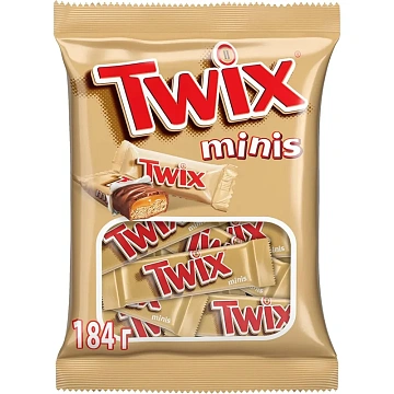 Батончики мини TWIX 'Minis' печенье с карамелью в молочном шоколаде, 184 г, 2263