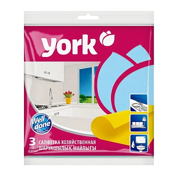 Салфетка хозяйственная York 35х35см, вискоза, 3шт/уп
