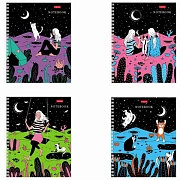 Тетрадь А5, 80 л., HATBER гребень, клетка, обложка картон, 'Дотянуться до небес' (4 вида в спайке),