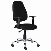 Кресло BRABIX 'Comfort MG-322', хром, регулируемая эргономичная спинка, ткань, черное, 532558