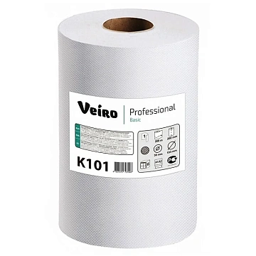 Бумажные полотенца Veiro Professional Basic К101, в рулоне, 180м, 1 слой, белые