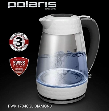 Чайник электрический Polaris PWK 1704CGL Diamond белый/черный
