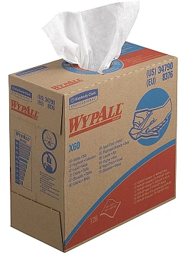 Протирочные салфетки Kimberly-Clark WypAll Х60 8376, листовые, 126шт, 1 слой, белые