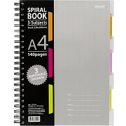 Бизнес-тетрадь 140л,кл,А4,SPIRAL BOOK Серый,евроспир,обл.пласт,раздел.84103