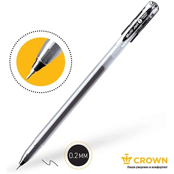 Ручка гелевая Crown 'Multi Jell' черная, 0,4мм, игольчатый стержень