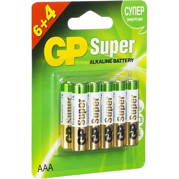 Батарейка GP Super AAA/LR03 24A6/4-2CR10/GP24AA216/4-2CRSBC10 10шт/уп(6+4)