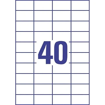 Этикетки самоклеящиеся Avery Zweckform Europe100 ELA049, белые, 52.5х29.7мм, 40шт на листе А4, 18листов