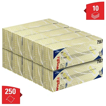 Протирочные салфетки Kimberly-Clark WypAll Х80 7567, листовые, 25шт, 1 слой, желтые