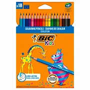 Карандаши цветные BIC 'Kids ECOlutions Evolution', 18 цветов, пластиковые, заточенные, европодвес, 9