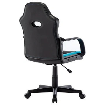 Кресло компьютерное BRABIX 'Stripe GM-202', экокожа, черное/голубое, 532509