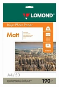 Фотобумага А4 для стр. принтеров Lomond, 190г/м2 (50л) матовая двусторонняя